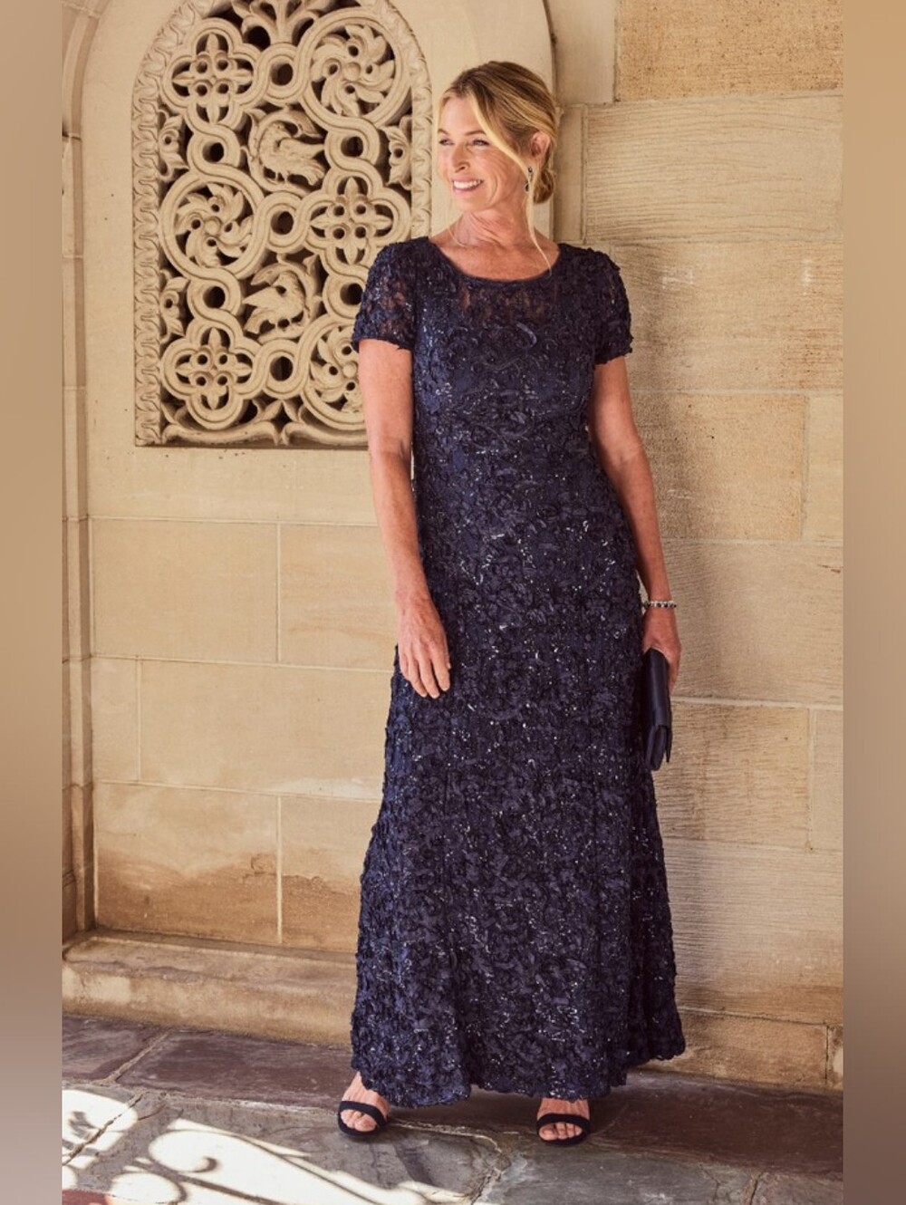 Alex Evenings Tiffany Soutache Sequin A-Line Dress - Navy - Size 10 - Picture 4 of 9